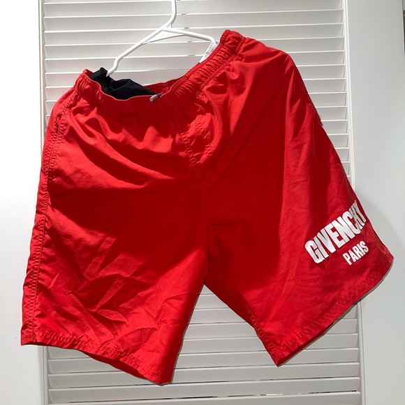 red givenchy swim shorts
